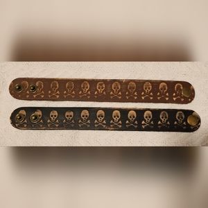 2 Leather Skull Bracelets
